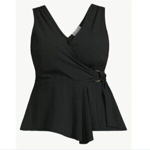 NWT Sofia Jeans by Sofia Vergara Women Peplum Sleeveless Black Tank Top,  M